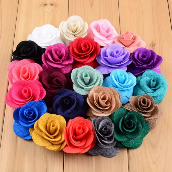 Yundfly 10pcs Rose Flower Flat Back For Baby Girls Headband Headwear Handmade Rose Flowers DIY Garments