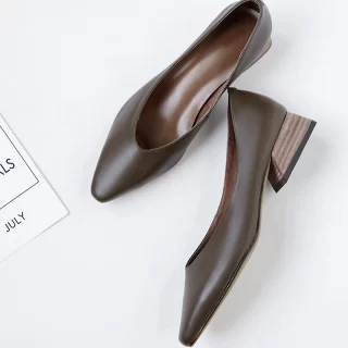 hot VANGULL women Genuine Leather shoes cow leather pointed toe office shoes career shoes all-match women pumps low heel shoes
