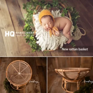 newborn photography accessories Photo Shooting props Baby Infant Vintage woven basket recién nacido boy and girl accessorio bed